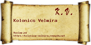Kolonics Velmira névjegykártya